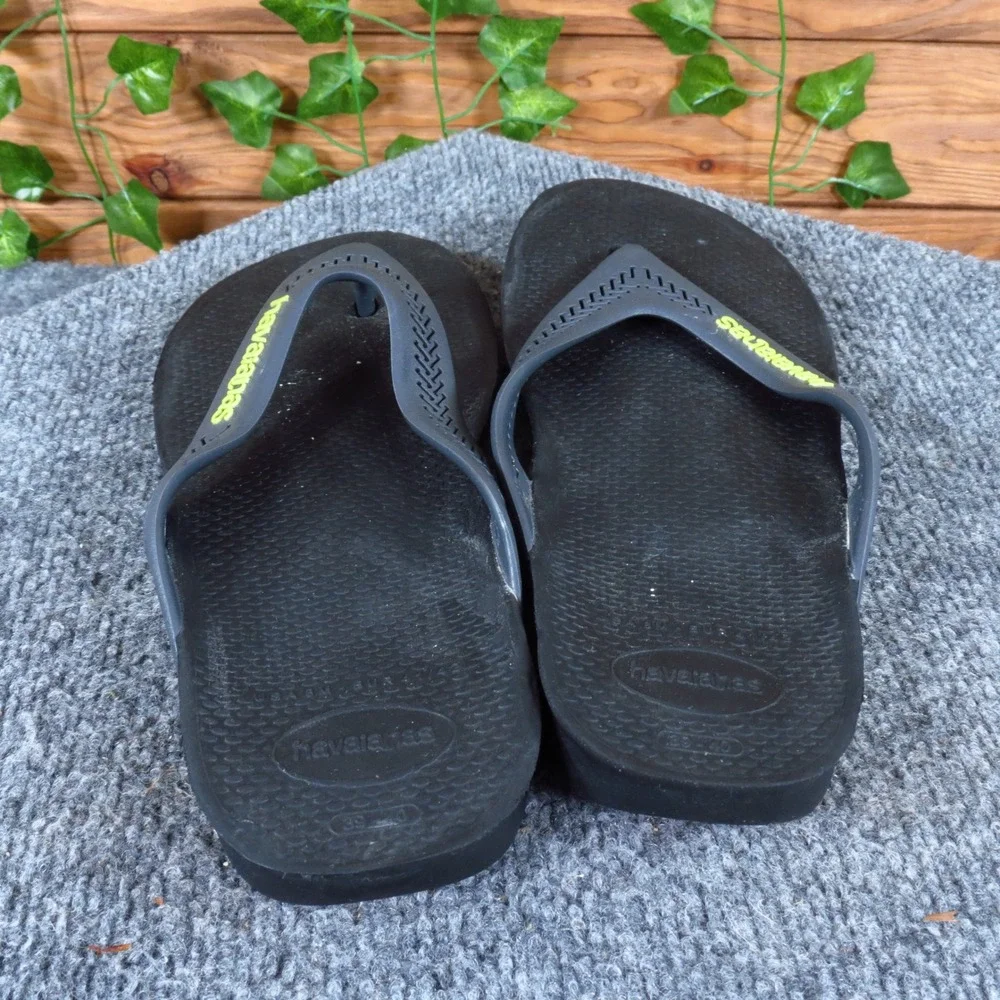 Havaianas‎ Men Flip Flop Sandals Size 8 Casual Beach Pool Black Grey Rubber